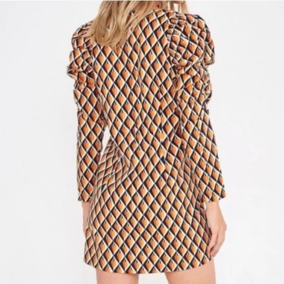 FARM RIO Orange & Navy Geometric Cotton Mini Dress | Medium * - Picture 4 of 12